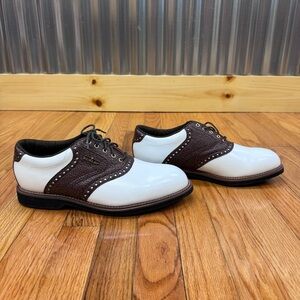 Dunlop Men’s Classic White and Brown Golf Shoes NWOB